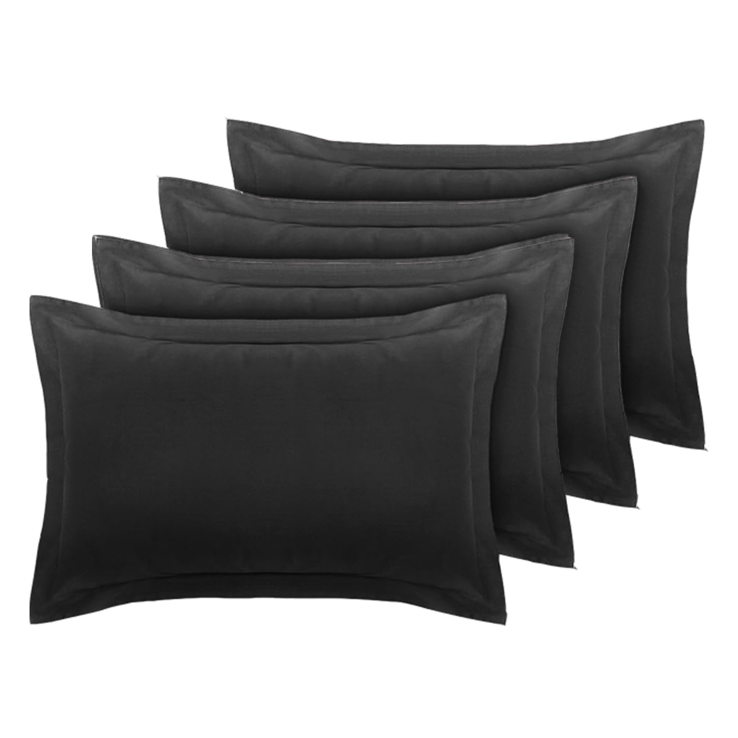 DTEX HOMES Pillowcases Pack of 4 Ultra Soft Polycotton Envelope Closure Pillow covers (Black-Oxford)