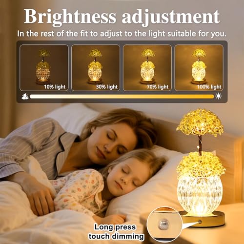 Image of Artificial Baby's Breath Flower Lamp Night Light for Bedroom Bar Coffee Shop Wedding Decor, Gifts for Women Mom Daughter Grandma Aunt Girlfriend Friend Birthday Christmas Valentines Mothers Day