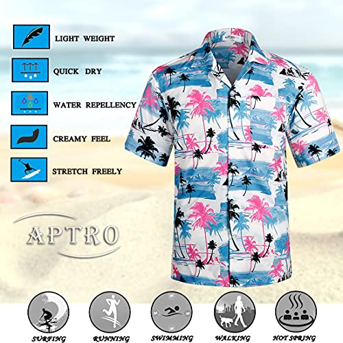 Aptro Men's Hawaiian Shirt Short Sleeve Beach Vacation Shirt Hw009 Xl #TOP5