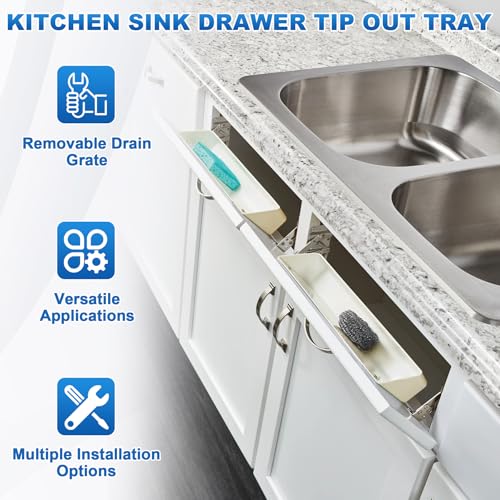 Image of 11 inch Tip-Out Plastic Sink Trays + Newly Steel Sink Tip Out Tray Hinges