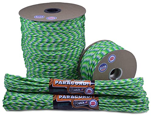 Bored Paracord - 1', 10', 25', 50', 100' Hanks & 250', 1000' Spools of Parachute 550 Cord Type III 7 Strand Paracord Well Over 300 Colors - Flux - 1 Foot