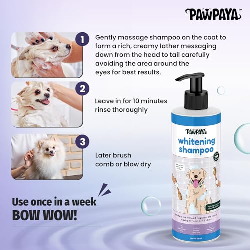 Image of Pawpaya Shampoo Pawpaya Shampoo for Dogs | Gentle Deep Cleansing Formula for Healthy Skin & Soft, Shiny Coat | Suitable for All Dog Breeds & Coat TypesDogs (Whitening Shampoo)