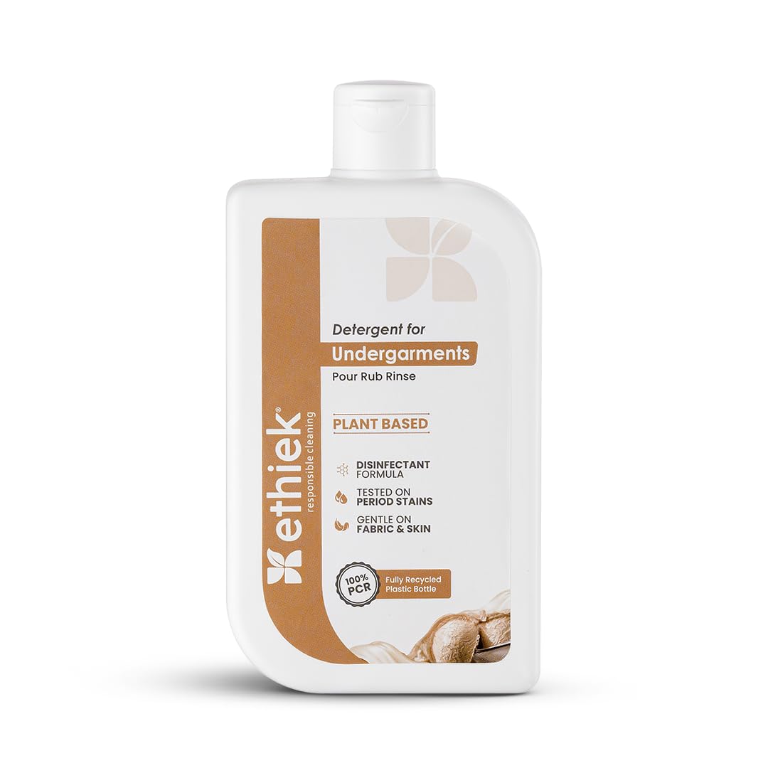 Ethiek Undergarment Liquid Detergent for Men/Women | Plant-Based Detergent for Intimate Wear | Odour Control, Disinfectant | No Soaking Needed, 100% safe for Delicates, Suitable for hand wash (300ML) Ethiek Undergarment Liquid Detergent for Men/Women | Plant-Based Detergent for Intimate Wear | Odour Control, Disinfectant | No Soaking Needed, 100% safe for Delicates, Suitable for hand wash (300ML)