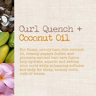 Maui Moisture Curl Quench + Coconut Oil Hydrating Curl Cream Smoothie, Curly Hair Styling Cream with Coconut Oil & Papaya Butter Helps Tame Frizz & Enhance Softness, Silicone Free, 12 oz