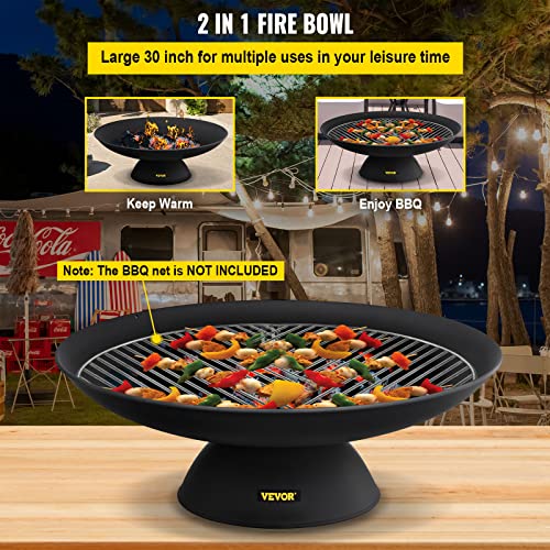 Vevor Fire Pit Bowl, 30-Inch Deep Round Cast Iron Fire Bowl, Wood Burning For Outdoor Patios, Backyards & Camping Uses, With A Stable Bowl Designed Base And A Firewood Stick, Black #TOP3