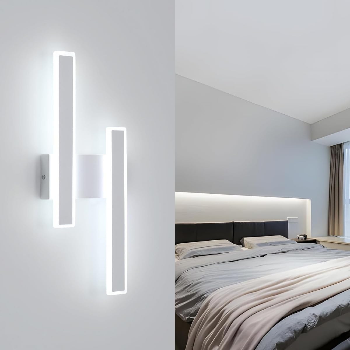Comely Aplique LED de Pared Interior 32W 3600LM Blanco Lampara de Pared Led Moderna 6500K Apliques Luz Pared Interior para Sala de Estar Dormitorio Escaleras Pasillo