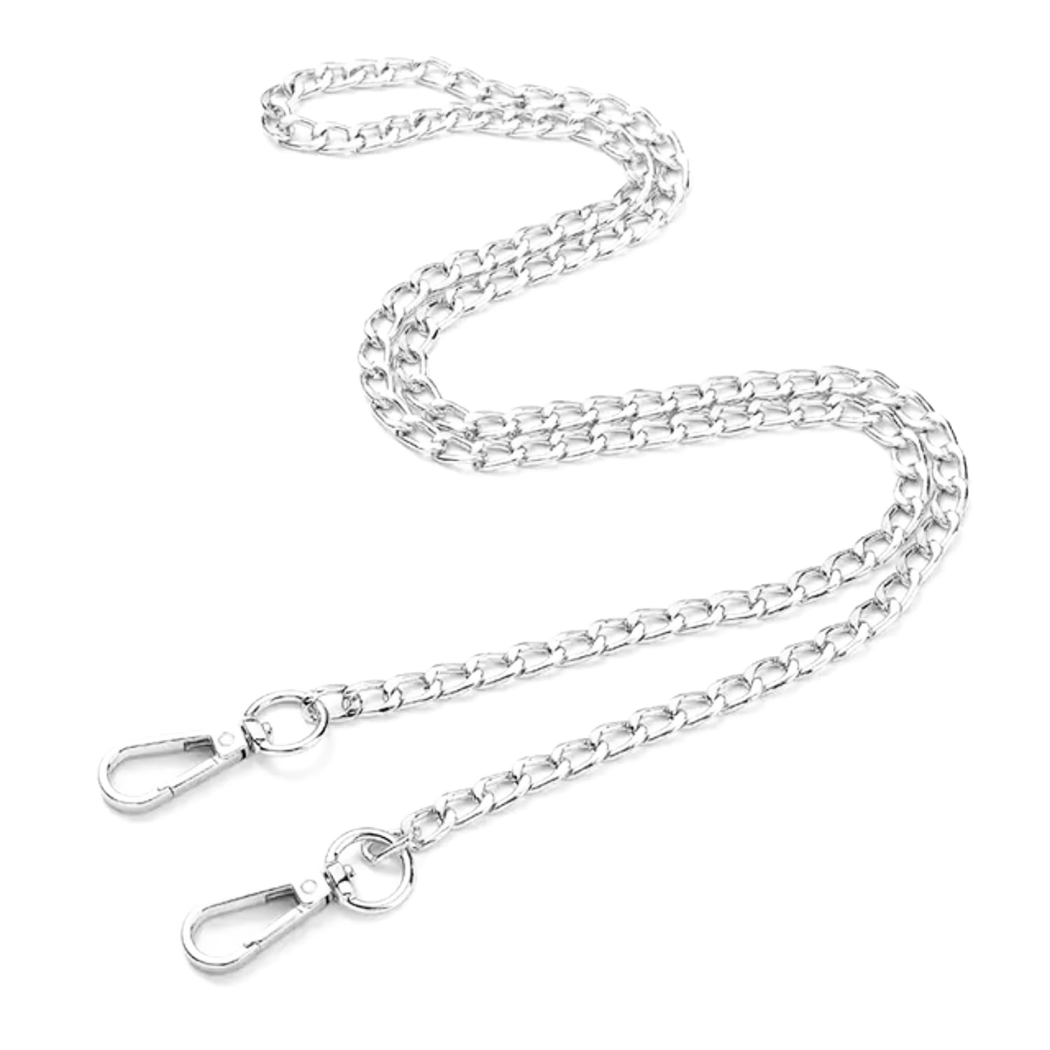 Replacement Silver Chain Strap For Handbags Purse Side Tote Hobo Cross body And Sling Bags Diy Hand bags broad metal Chain Length (49 inch or 124 cm)-image-49
