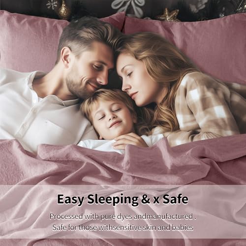 Image of LBRO2M 100% French Pure Linen Sheet Set 6Pcs, 16 inch Deep Pocket Cal King