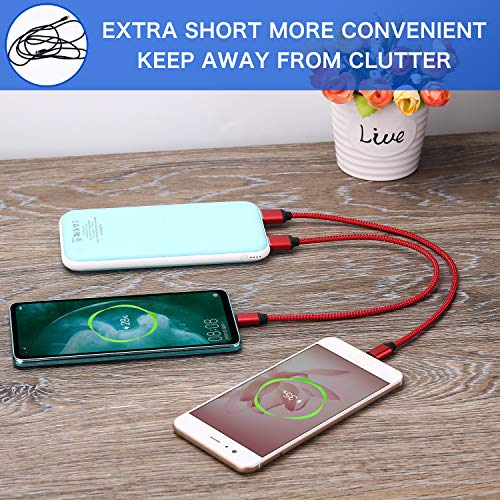Short Usb Type C Cable,Oneker(1Ft 2-Pack) Portable Usb-C Charger Nylon Braided Fast Charging Cord Compatible Samsung Galaxy S9 S8 Plus Note 9 8,Lg G5 G6 V20 30,Google Pixel 2 Xl,Power Bank (Red) #TOP4