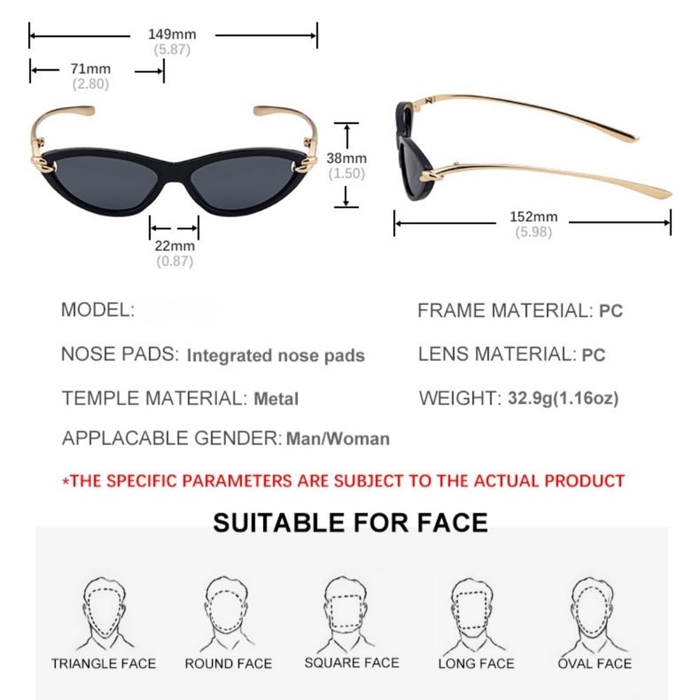 Małe, seksowne okulary przeciwsłoneczne Cat Eye, damskie, punkowe, metalowe, modne okulary przeciwsłoneczne Cat Eye dla kobiet