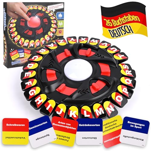 LustLocke Wortspiel Buchstaben Drücken Deutsch, 5-Sprachige Wortkarten, Spiel Buchstaben Drücken mit Timer, Wortspiele für Erwachsene und Kinder, 2–8 Spieler (Deutsch Schwarz)