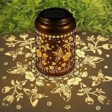 Solar Lantern Outdoor Hanging Lights Christmas Birthday Gifts for Women Mom and Grandma Butterfly Flower Metal Garden Decor Outside Waterproof LED Solar Lanterns for Patio, Yard, Pathway,Landscape