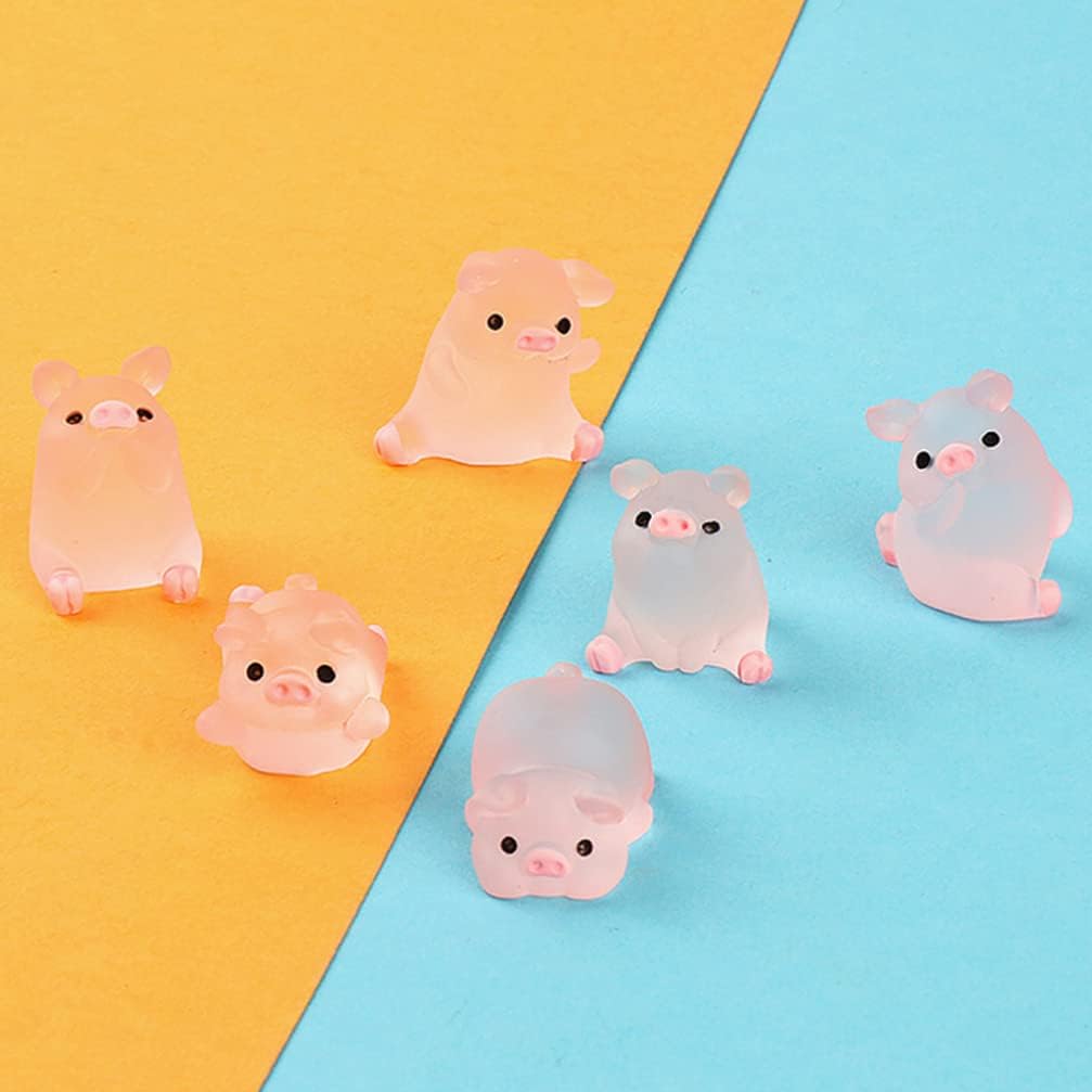Cupcakes Tiny Things – 12 figuras de cerdo en iniatura de la suerte, escultura de aniales de