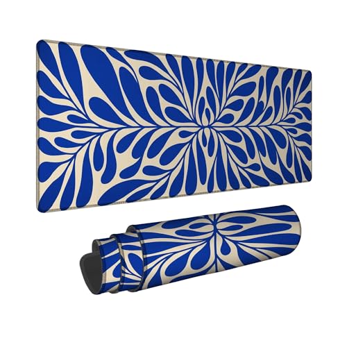 Grand tapis de souris moderne abstrait bleu au design esthétique raffiné
