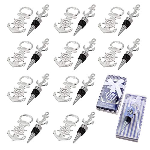 MDLUU 20 Pcs Anchor Bottle Stopper Bottle Opener Return Gifts, Party Favors, Nautical Theme Decor for Baby Shower Wedding Birthday