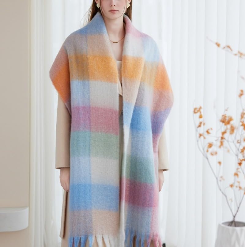 Chunky Scarf for Women Winter Plaid Thick Warm Long Shawl Wraps Cold Weather Big Christmas Fashion Blanket Scarves - Image 3