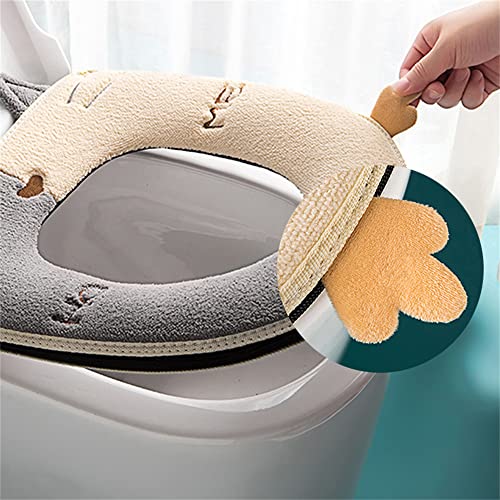 YGMXZL WC Sitzbezug,2 Stück Toilettensitzbezug Universal Wasserdichtes Dicker Kissen Wärmer WC-Sitz Cover,WC Sitzkissen mit Aufhängeschlaufe Waschbar Toiletten Sitzbezug – Bild 4