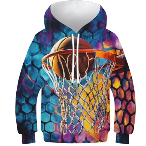 Sweat à capuche de basketball pour enfants de 13 à 15 ans avec poche