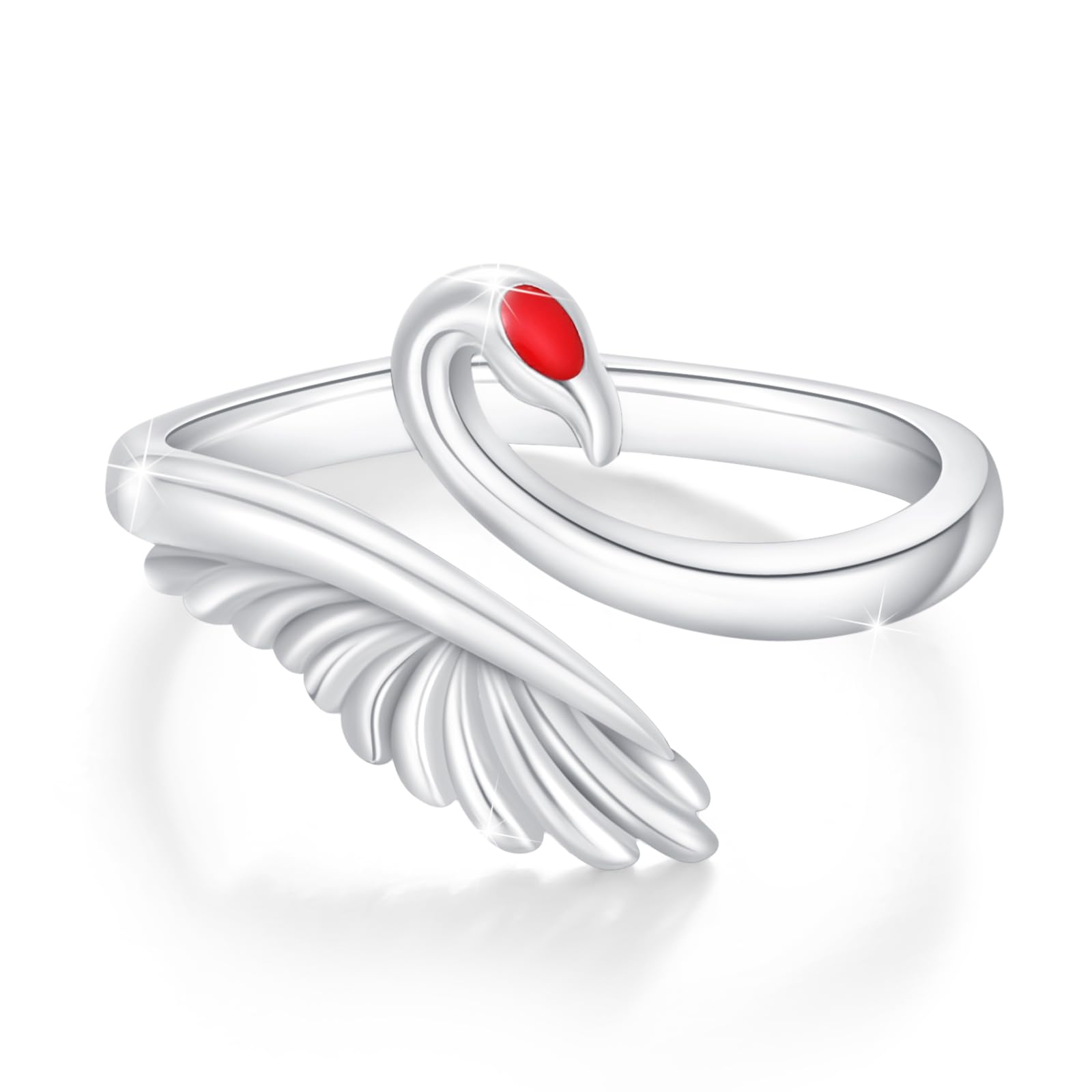 White Crane Ring for Girls and Women Open Ring Made of Sterling Silver Personalised Adjustable Ring Engagement Ring Sweet Jewellery Gift for Best Friend