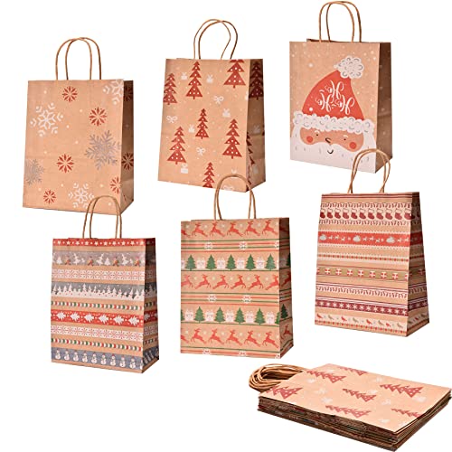 WOVEE 12 Stück Geschenktüten Weihnachten Set mit Henkel Cover