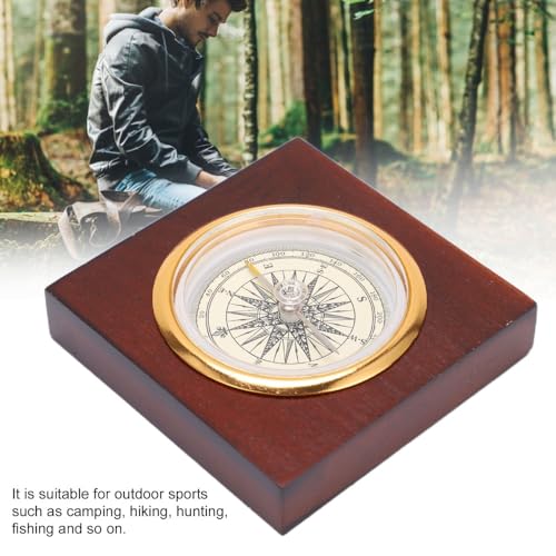 Brújula de aleación de aluminio con caja de madera portátil miniatura 6