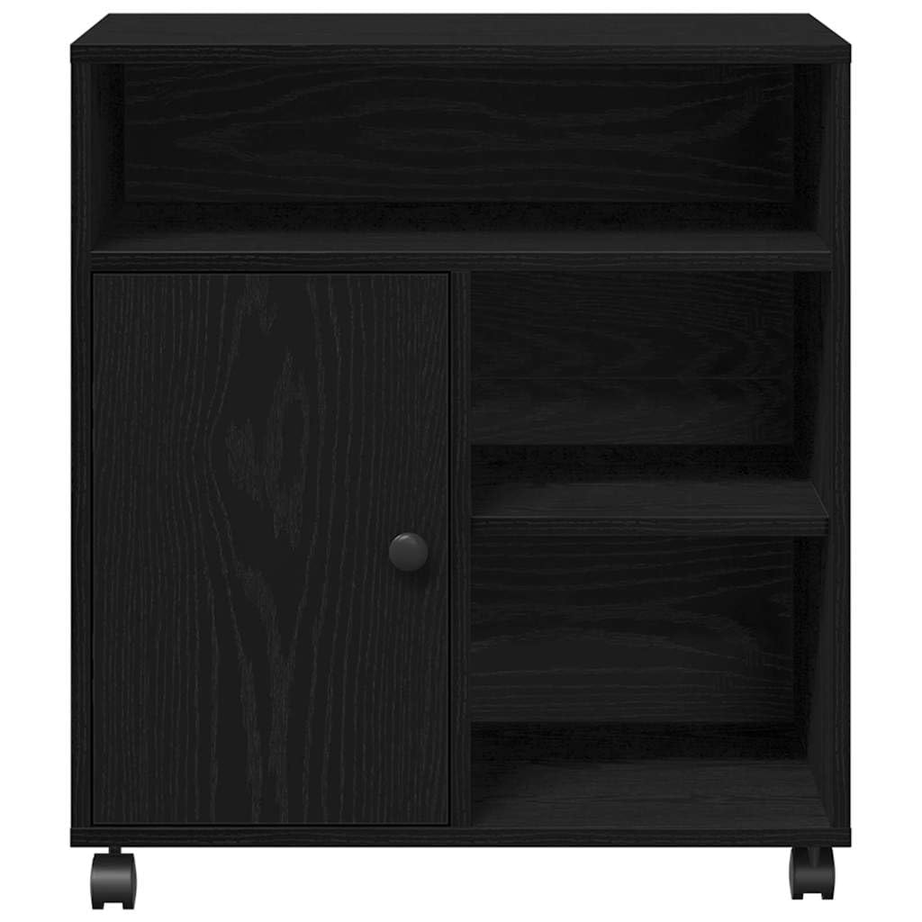 vidaXL Support d'imprimante avec Stockage Chêne Noir 60 x 50 x 67 cm, Support de Bureau Compact, Station d'impression Moderne, Solution d'espace Efficace, Rangement Solide, Design Neutre
