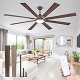 ZMISHIBO 72 inch Oil Rubbed Bronze Ceiling Fans with Lights and Remote, Indoor/Outdoor Farmhouse Ceiling Fan for Living Room Patio, 6 Speed Reversible Quiet DC Motor, 3CCT, Dual Finish Blades
