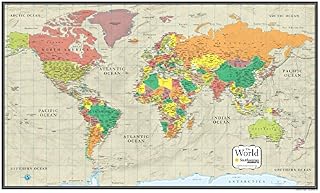 30x48 World Wall Map by Smithsonian Journeys - Tan Oceans Special Edition