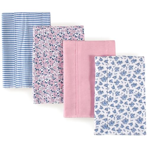 Image of Hudson Baby Cotton Poly Flannel Burp Cloths Multipack, Classic Floral 8-Pack, One Size