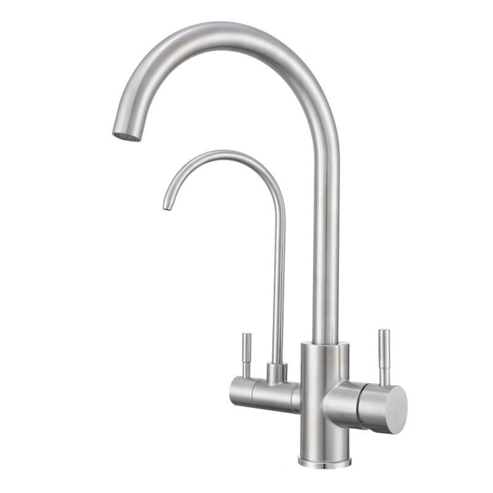 XJTNLB Rubinetto Cucina 3 Vie Osmosi Spazzolata con Doppia Leva Rubinetto per Depuratore Acqua Sus 304