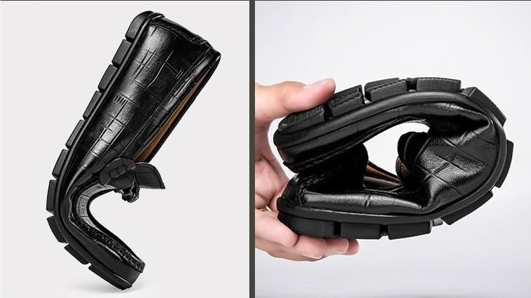 Men's Leather Oxford Dress Shoes Slip On Comfort Wide Round-Toe Business Casual Formal Loafers3