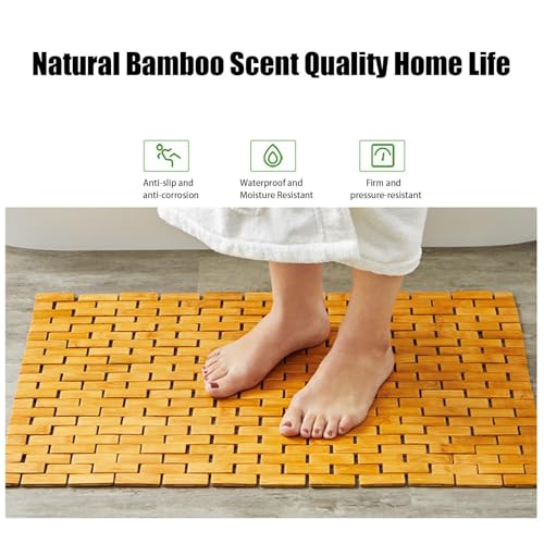 Tapis de bain bois naturel imperméable antidérapant douche et baignoire - 4