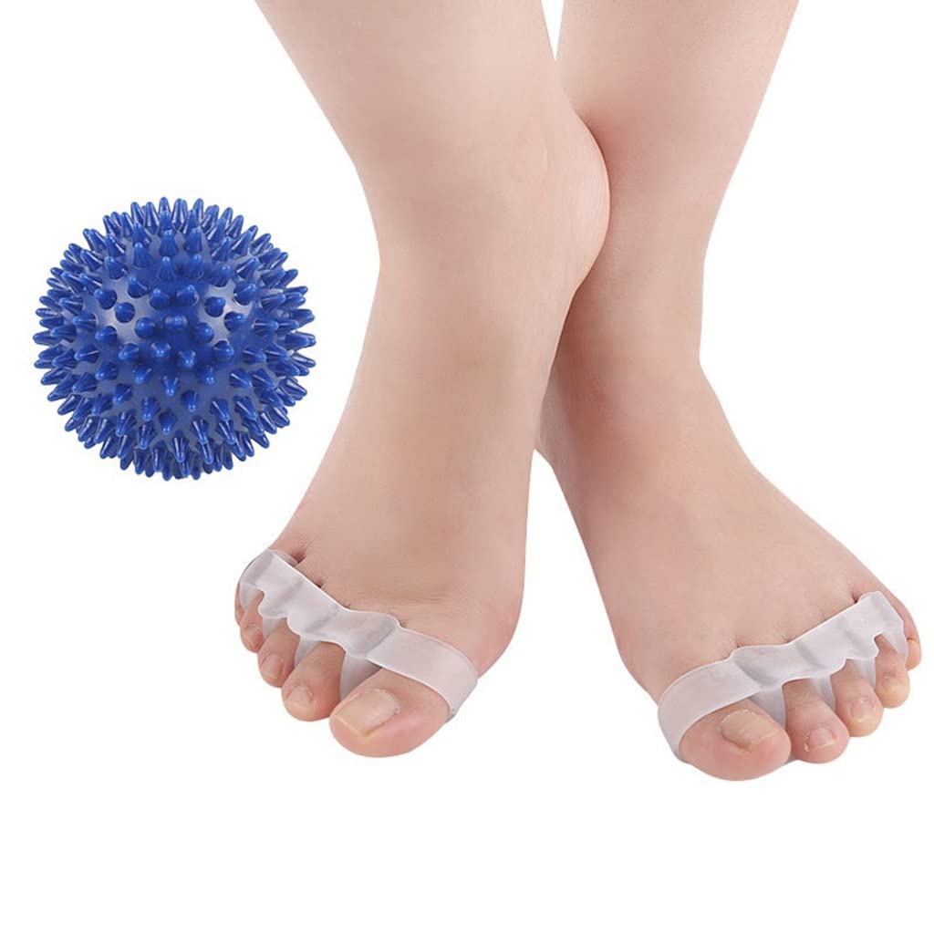 Set da Due Pezzi per Massaggio ai Piedi, Separatori per Dita sovrapposte, correttore per Piastra in Gel di Silicone, distanziatori per Alluce valgo Dita storte