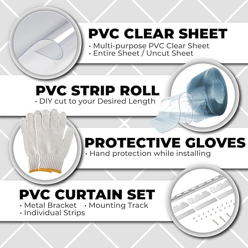 Acepunch Clear Kit Glatter PVC-Türvorhang, 121 x 213 cm, Standard, transparent, wasserdicht, für gewerbliche Gefrierschränke, Lagerhallen, Garagentore, Reinräume, strapazierfähiges Vinyl, AP1173