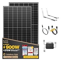 Solakon 900W Balkonkraftwerk mit Halterung (Flachdach) - Balkonkraftwerk 800W komplett Steckdose - 800 Watt Wechselrichter - Solaranlage Komplettset - 450W bifaziale Solarmodule inkl Zubehör 5m Kabel – Ansicht 1