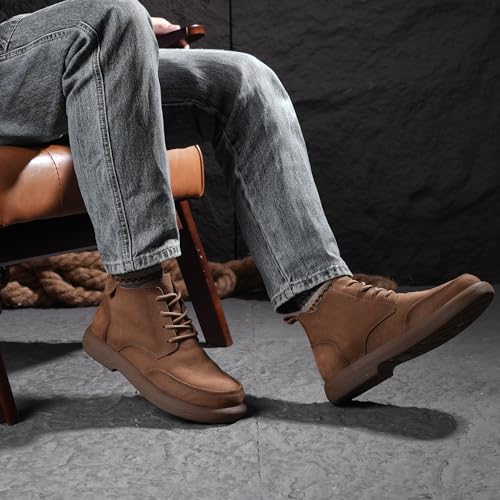 Image of Men's Business Casual Ankle Boots, Stylish Lace-Up Leather Dress Boots for Office and Daily Commute