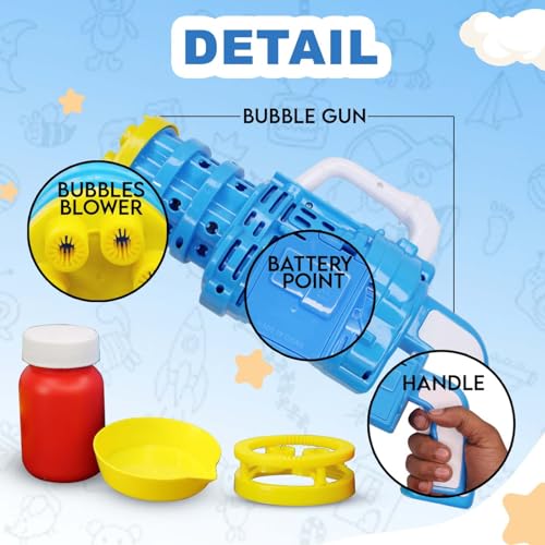 Image of Fully Easy to Use Bubble Gun Toy with 1 Bubble Liquid and Tray for Kids Indoor and Outdoor Fun Play Birthday Gifts