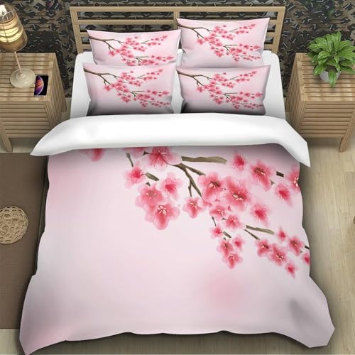 Parure de lit fleurs de cerisier premium lit king size avec fermeture éclair - 5