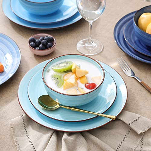 Selamica Ceramic 12-Pieces Dinnerware Sets, Kitchen Ceramic Plates And Bowls Sets, Dishes Set Service For 4, Dinner Salad Dessert Plates And Cereal Bowls Set, Gift, Gradient Blue #TOP5