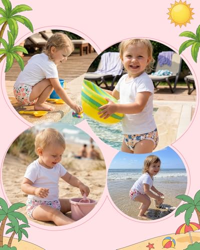 Image of Babygoal Swim Diapers 3 Pack for 8 Months-3 Years Infant and Toddler Girl, Reusable Adjustable Washable for Baby Swimming Lessons 3ZSD42-B