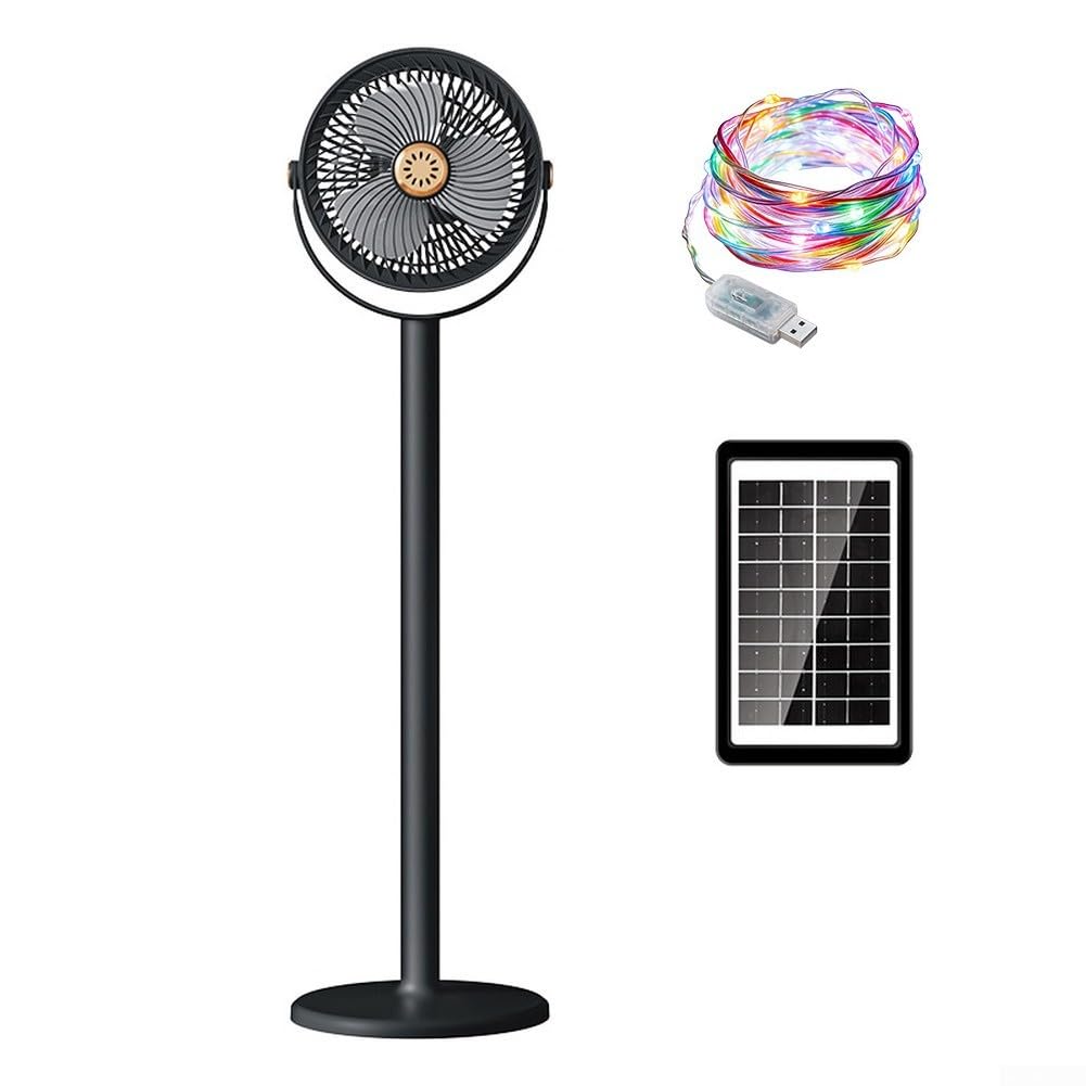 Ventilatore da terra portatile, alimentato a energia solare, ventilatore da tavolo pieghevole alimentato tramite USB, 28-86,5 cm, altezza regolabile, silenzioso ventilatore da tavolo per casa e