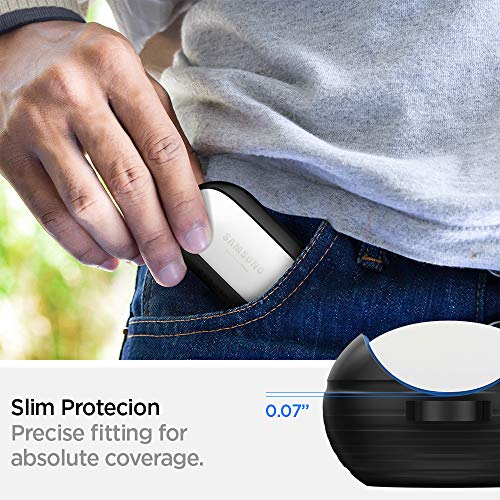 Image of Spigen Liquid Air | Samsung Galaxy Buds+ / Buds Case Cover [Carabiner Included] [Shock-Proof] [Light Compact] TPU - Black
