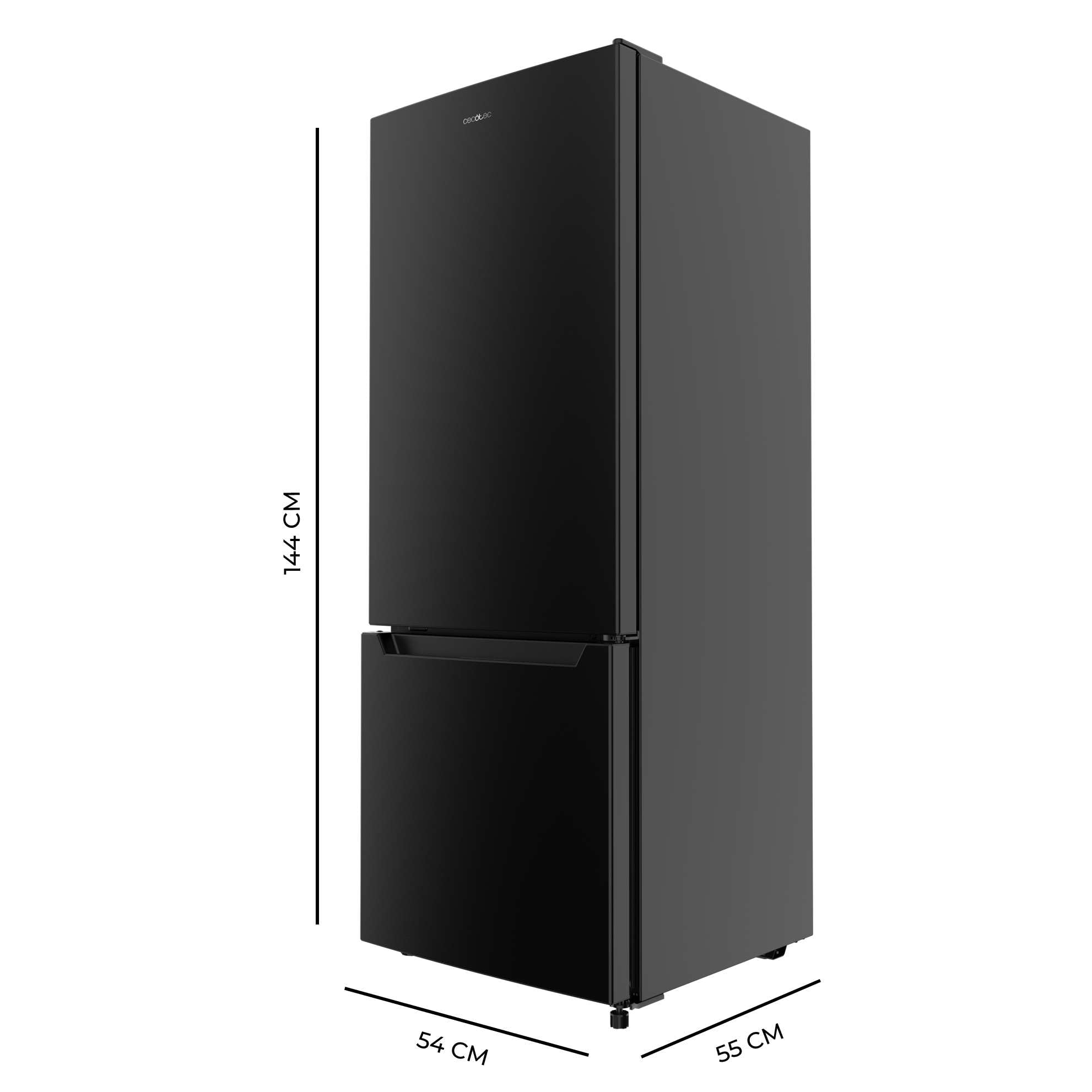 Cecotec Frigorifero Combinato Bolero CoolMarket Combi 205 DF Black E. 205L, Defrost, Fast Cooling, Classe E, Display Interno, Porta Reversibile, LED, 54x55x144 cm, design elegante e funzionale