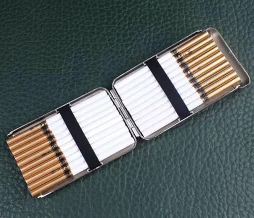 Image of Retro Metal Cigarette Case, 16 Cigarettes Storage Box, Peaky Blinders Design (Gold Slim)