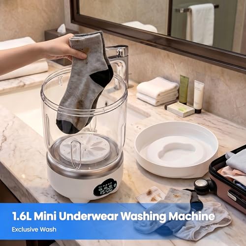 Image of Underwear Washing Machine, Portable Washing Machine, 1.6L Foldable Mini Washer with 3 Modes, Rechargeable Laundry Machine for Socks, Baby Clothes, Travel, RV, Apartment