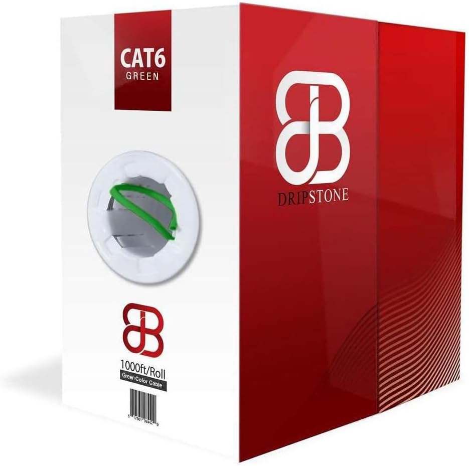 600006 CAT6 Solid UTP Cable 23AWG 1000ft LAN Network Ethernet RJ45 Wire, Green (600121)
