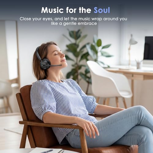 Image of Mopchnic Wireless Headset with Noise Cancelling Microphone, On-Ear Bluetooth Headset with USB Dongle, Mute Function & Charging Base, Wireless Headphones for Work from Home and Call Center (Deep Blue)