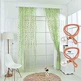 Weeping Willow Curtains, Weeping Willow Sheer Curtains, Weeping Willow Tree Curtains, Lush Decor Weeping Flowers Curtains, Leaf Curtains for Living Room, Bedroom, Balcony (green-2pcs, 39.4 * 78.7in)