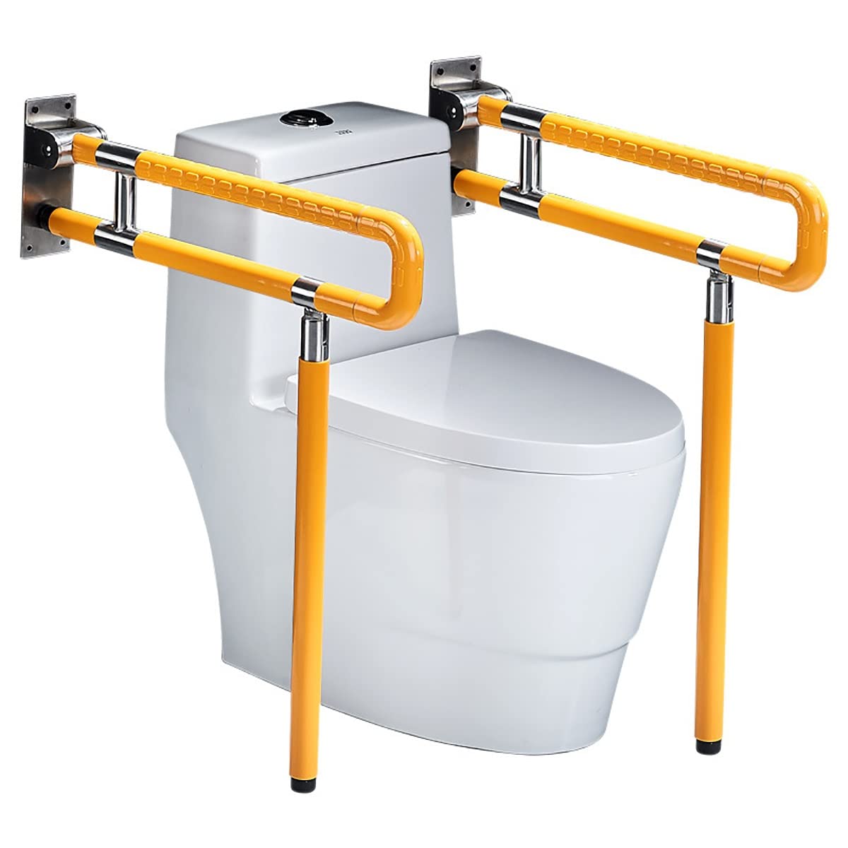 Maniglioni per disabili, barre per disabili per bagno, barra pieghevole in acciaio inox, maniglia antiscivolo con gamba, ringhiera per servizi igienici. Binari per WC anziani (colore: giallo