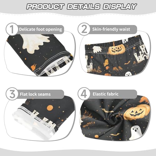 Halloween with Ghosts Pumpkins Girls Leggings Castles Kids Yoga Pants Dance Active Tights 4T3